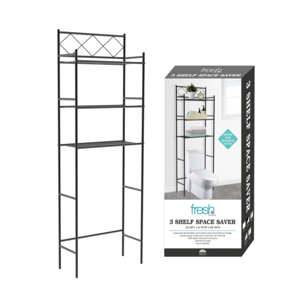 OVER THE TOILET SPACE SAVER 3 TIER BLACK